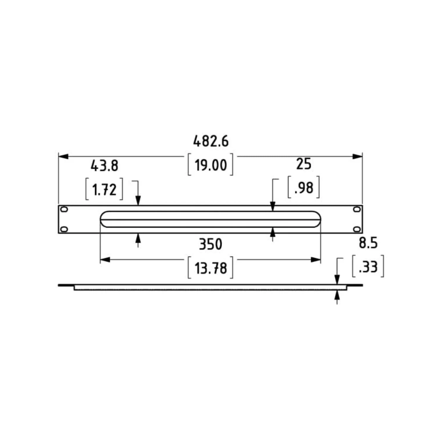 Rack Panel Brush Slot 1U Black