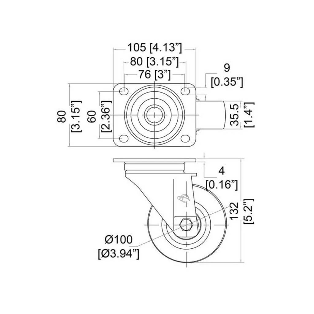 W9000-V6 100mm / 4" Castor