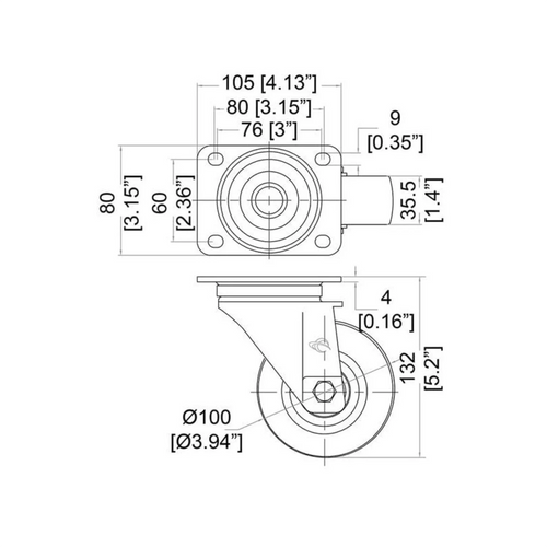 W9000-V6 100mm / 4" Castor