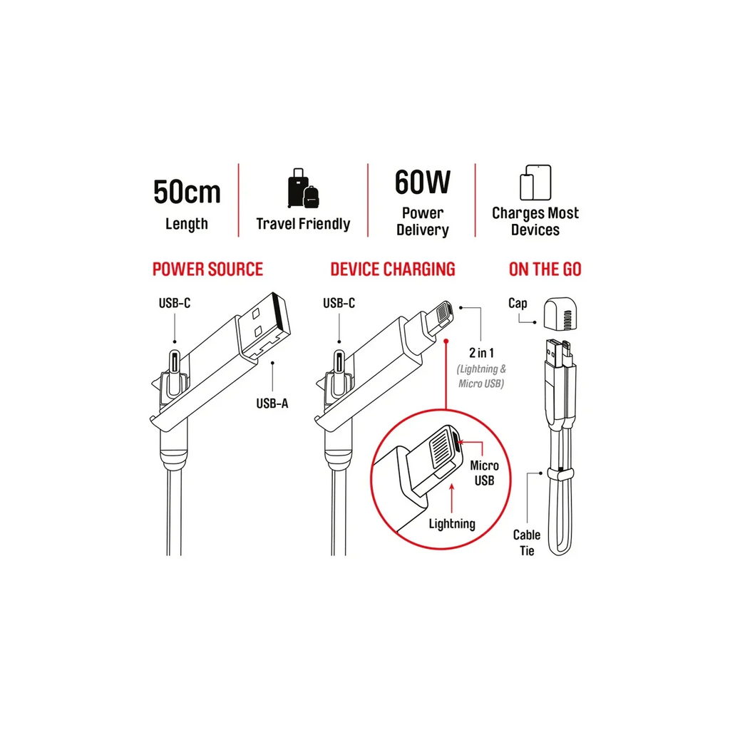 Walk n Talk 6 in 1 USB Cable , 0.5m