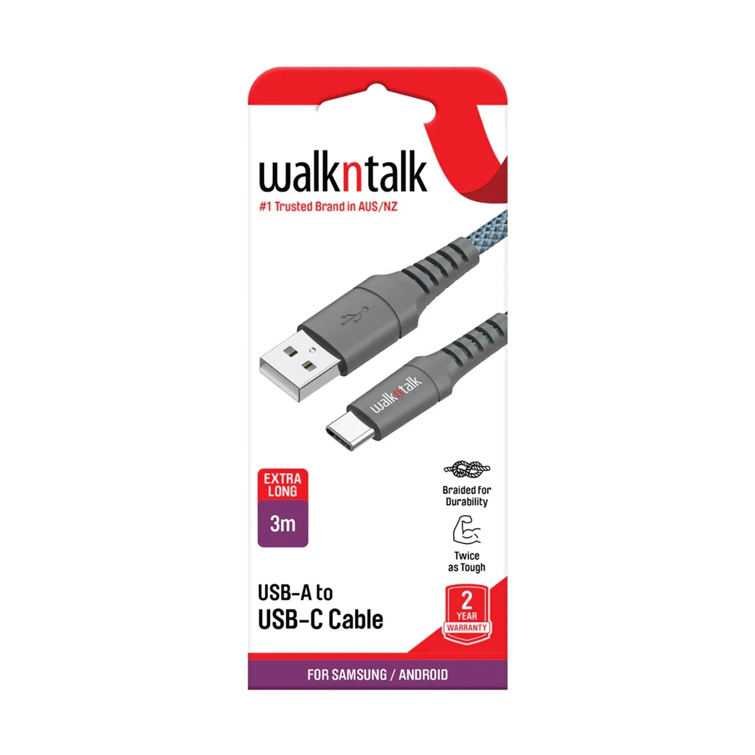 USB Cable Type A to C (Nylon Braiding), 3m
